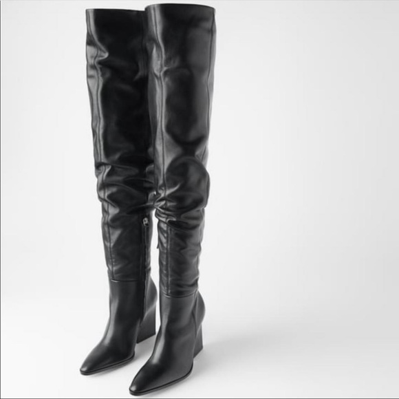 Zara Shoes - ZARA Genuine leather thigh high boots NTW